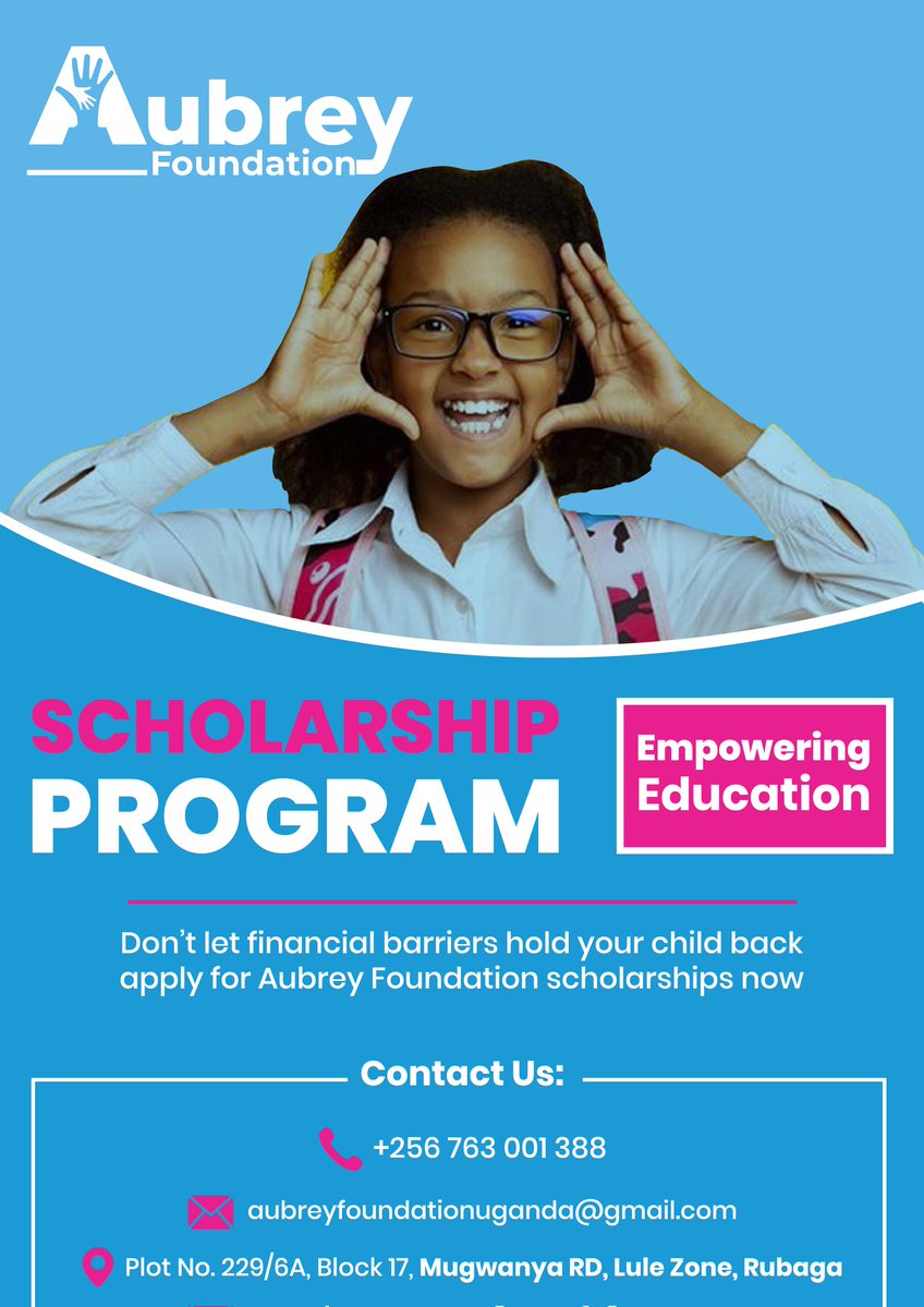 PashaEdrin97914's tweet photo. Attention Students! Seize the opportunity to apply for the @AubreyUganda Scholarship Program. Secure financial support for your education and take the first step toward a brighter future. Apply now! π#Scholarship #StudentSuccess #AubreyFoundation @AubreyFdn
#GranHermano https://t.co/SBwNkVSLgv