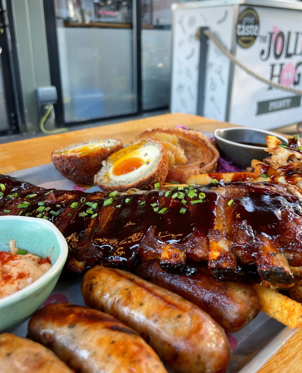 Summer sunshine on The Pig Board ☀️

The weather is finally turning, and that calls for a porky feast down at Pigsty. 

Head to Wapping Wharf to give our favourite Pig Board a try. 
The Jolly Hog Proper Porkers and BBQ ribs, slow cooked pork belly and MORE!  

See you soon! 🐽