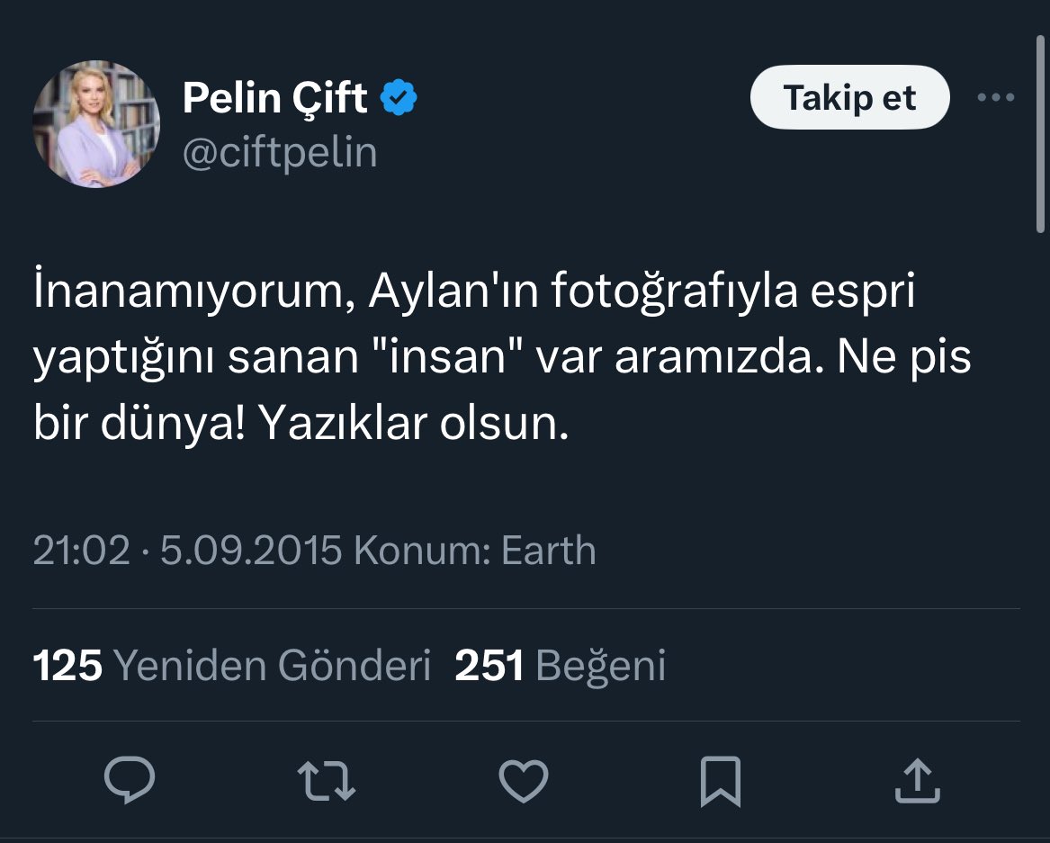 digermesele's tweet photo. Hayır. O zaman da kıyıya cesedi vuran bebek, sadece Suriyeli olduğu için bunu dalga konusu yapan binlerce kişi oldu. Tam 9 sene önce idi bu.

“Gereğinden fazla merhamet” gösterdiklerini iddia edenlerin gerçeği bu işte. https://t.co/CtUlqSpyDj