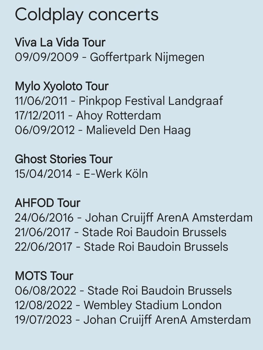 Thanks for letting me make a trip down memory lane! Also some personal highlights:
- 2009's setlist
- Hearing Trouble @ Pinkpop
- First time ASFOS @ Köln
- High five by JB @ Brussels (2016)
- Amsterdam live in Amsterdam (2016)
- Politik 
- JB's guitar pick @ Amsterdam (2023)