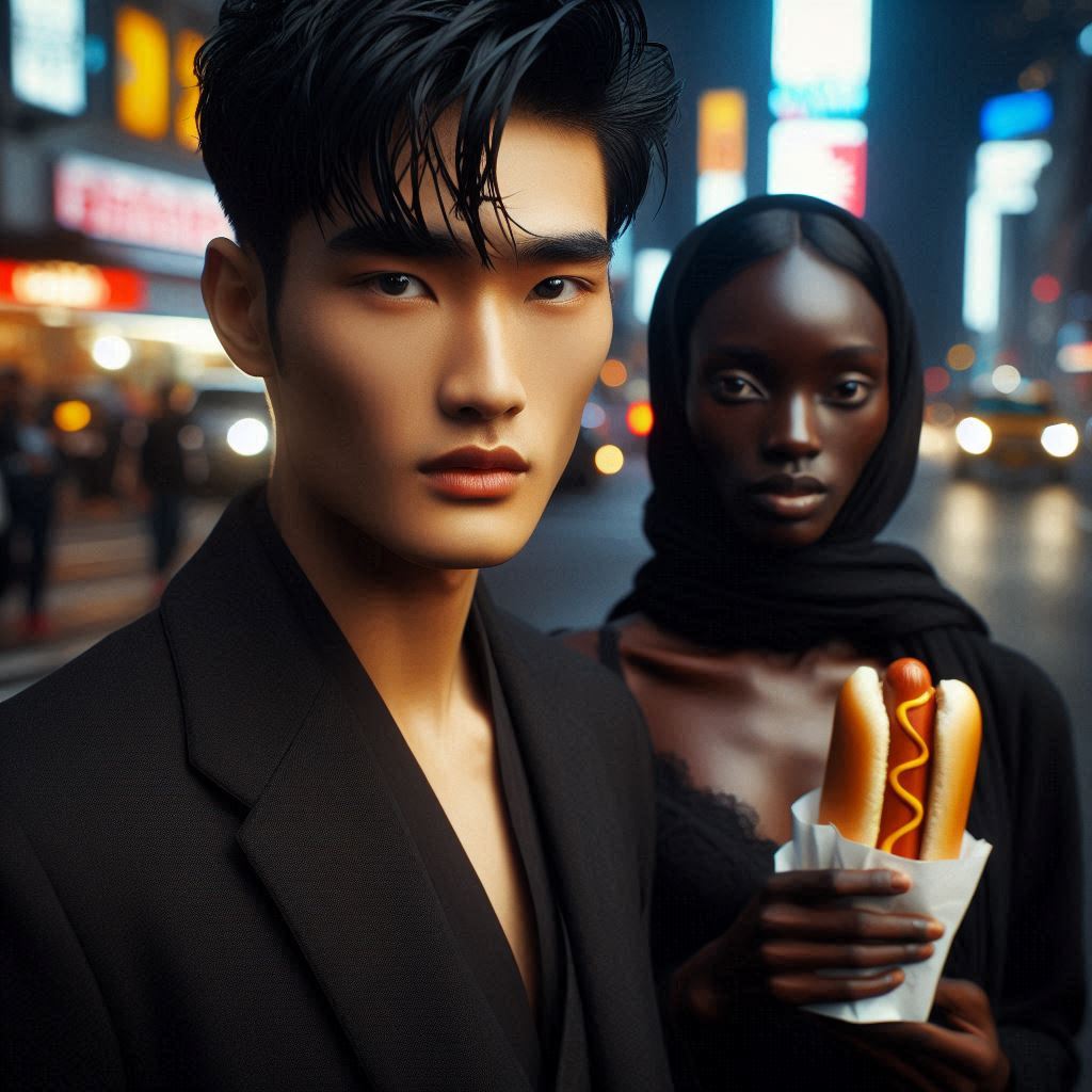 Lay_Hao_Zhang's tweet photo. Como os eventos de hoje foram corridos e não deu tempo de tirar foto com minha querida amiga @moonittehb, resolvemos vender hot dog's na porta dos desfiles até as 3h da manhã. 🌭
#HFIxVERSACE #nyfwbyfo #ss24byxo https://t.co/GiWdrS6vCt