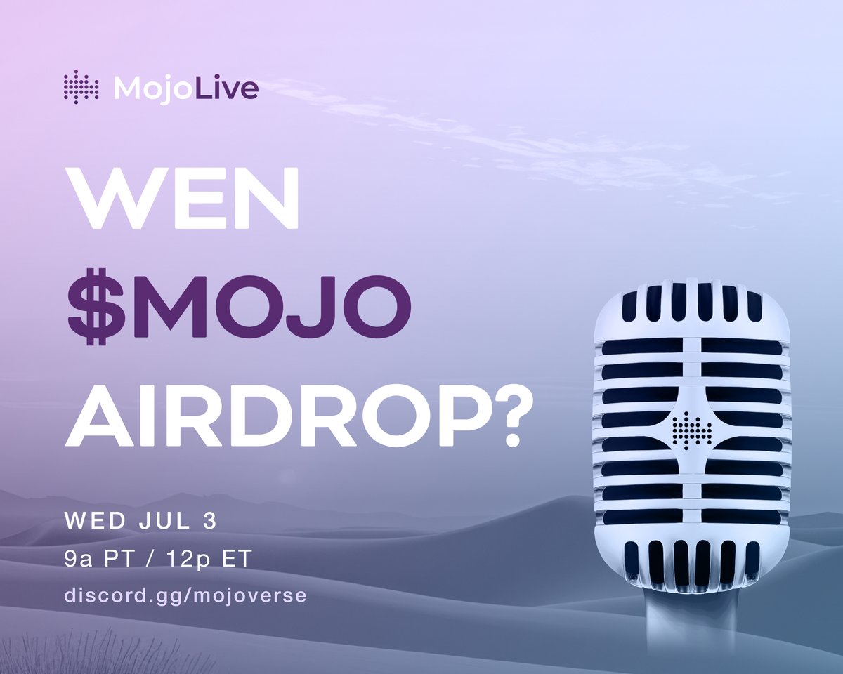 🚨 Join us for the newest $MOJO token alpha.

Tune in ✨LIVE✨, Tomorrow at 9a PT / 12p ET.
discord.gg/mojoverse