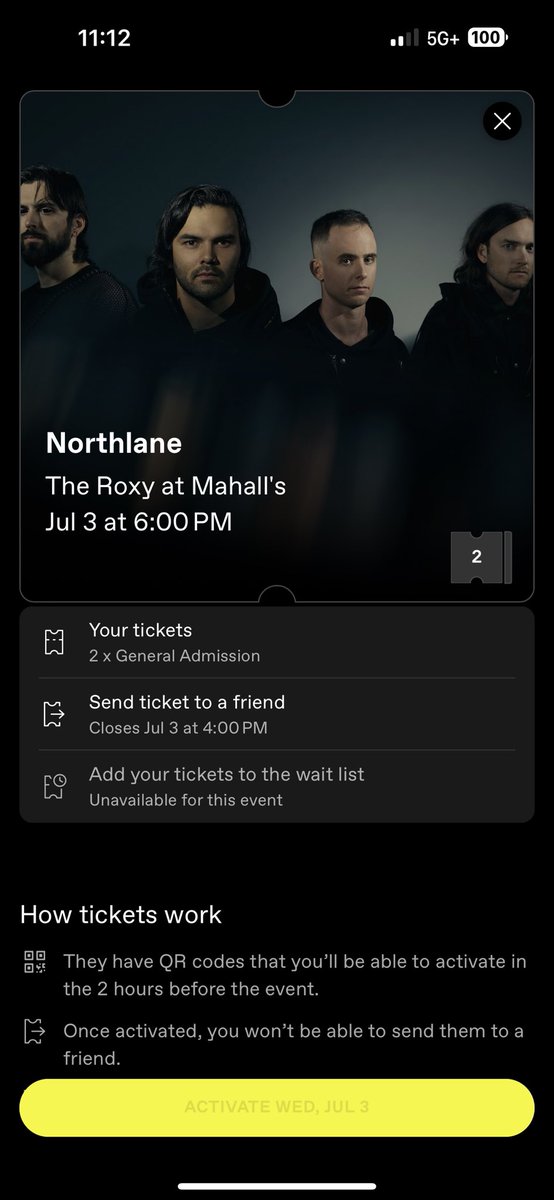 BrandonBartling's tweet image. Have two tickets for @Northlane @Invent_Animate and @thornhillmelb available for tomorrow’s show at the Roxy in Cleveland. Retail $34/ea, will sell both for $50 total. Can transfer instantly.