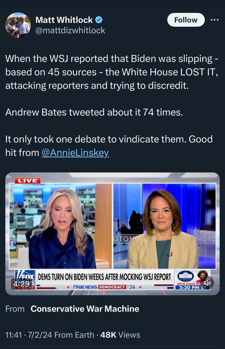 FirstCoastMax's tweet photo. @DashDobrofsky Yep. You can even say covering up for Biden’s deterioration for years. https://t.co/gff8qxAfHS