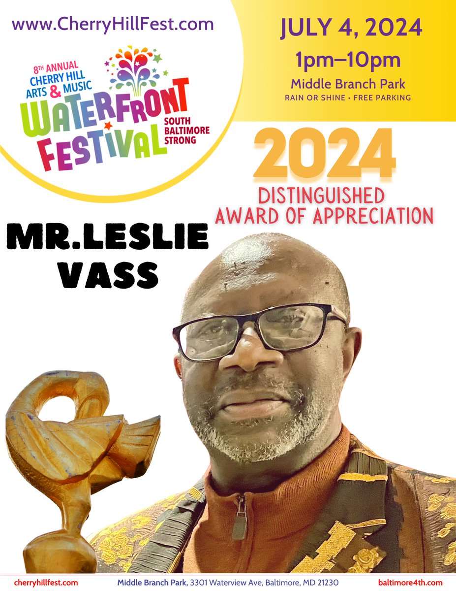 Meet Mr. Vass in person at the 8th Annual Cherry Hill Arts &amp; Music Waterfront Festival, discover ways to support his ongoing efforts, and become part of a community committed to justice! #TrueChampion #SouthBaltimoreStrong