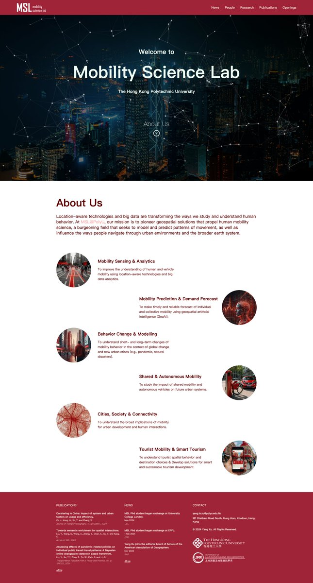 mobility-science-lab.com

Haven't posted anything for quite a while. But this is something worth sharing. We are excited to announce the launch of our new lab website! We look forward to advancing the science of human mobility in collaboration with scholars from around the globe.