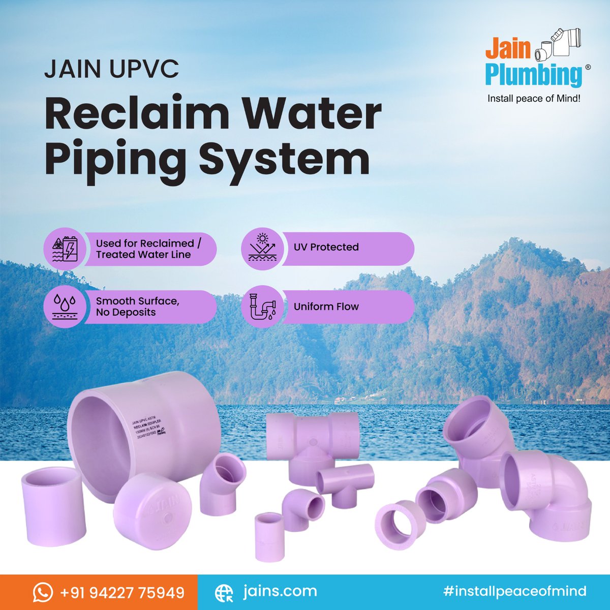 JainPlumbing's tweet image. Make the smart choice with Jain uPVC Reclaim Fittings! Durable, easy to install, and UV protected. Perfect for treated water supply with a wide range from elbows to caps. Plumbing has never been this fun! 😎💧

#JainPlumbing #uPVCReclaim #EasyInstall
