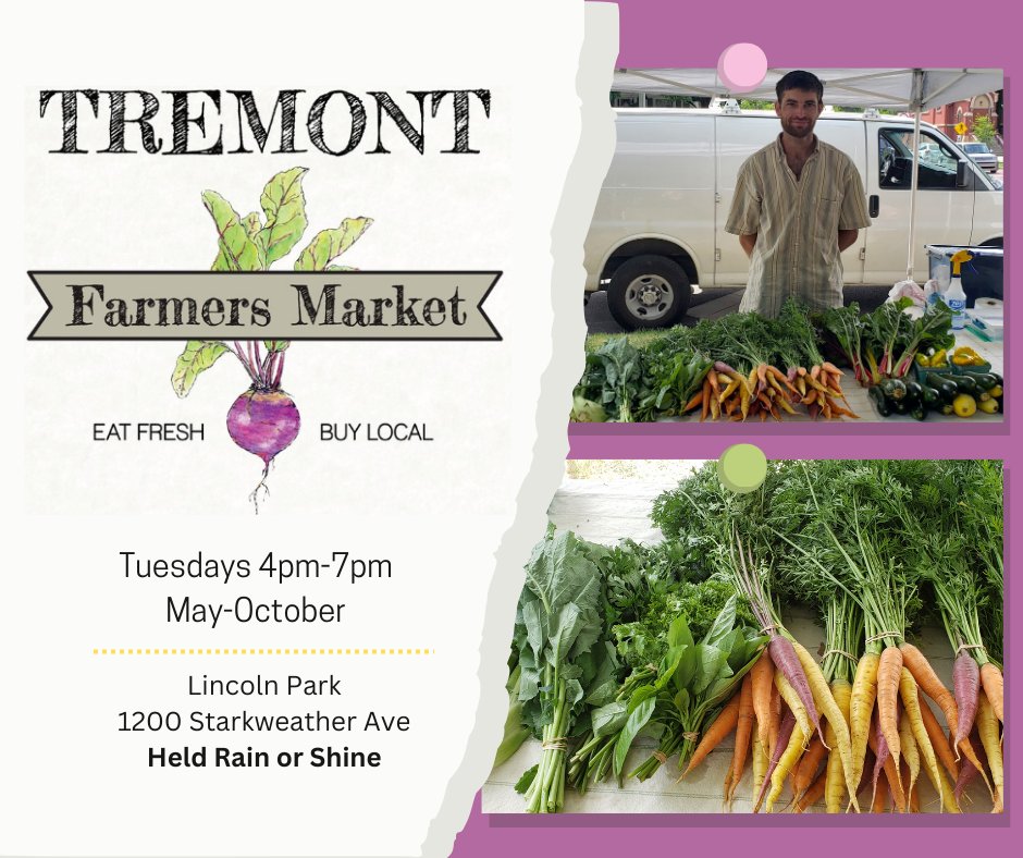 Join us Tuesday from 4-7 pm at the Tremont Farmers' Market, hosted by <a href="/TremontWest/">Tremont West (TWDC)</a> and pick up some delicious carrots or other fresh produce from Vegetative Works!