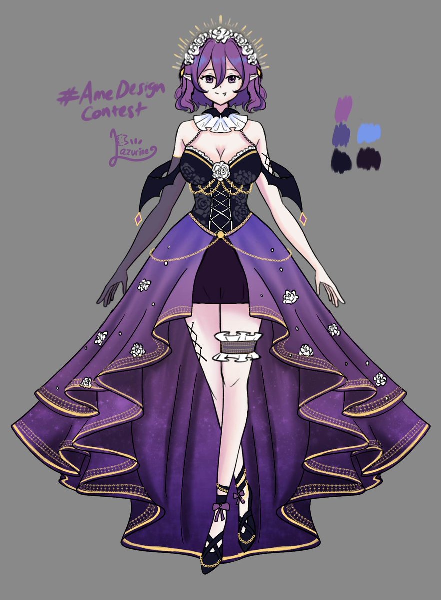 LazurineRozu's tweet photo. Hiiii @AmeRoseVtube 🥺 i made you a queen vampire hskdja i hope you liked it! Cant decide whether to put the leg thingy or not so i just post both version XD amethyst and rose are just a great combi i love em 🥹💜
#amedesigncontest https://t.co/Oqm2AVHBIS