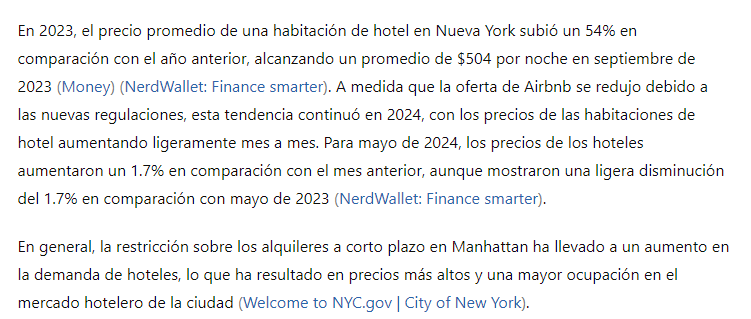 Eltxot's tweet photo. ¿Cuando limitó Manhattan los Airbnb?

5 de Septiembre de 2023 

¿Cómo ha evolucionado el precio de alquiler de vivienda este año? 

En las zonas de Manhattan, el precio sigue al alza. Con aumentos hasta el 26% en el SoHo. 

¿Las zonas cercanas a NY, como han evolucionado los Airbnb?

En New Jersey, ha habido un notable incremento en los listados de Airbnb. En ciudades como Bayonne, Vernon Township, y otras, han visto un aumento en la demanda y la oferta de alquileres a corto plazo, con muchos anfitriones ofreciendo servicios adicionales como piscinas y espacios para eventos. 

¿Cómo ha evolucionado el precio de los hoteles en Manhattan desde la prohibición de los Airbnbs? 

¿Ha solucionado Manhattan el problema de la vivienda una vez baneados los Airbnbs?

Va a ser que no 🤦‍♂️

Viendo los datos de NY y otras ciudades que han baneado Airbnb. ¿España va a solucionar el problema de vivienda con la restricción de los Airbnb?
Gracias, ChatGPT, por concederme esta entrevista y demostrar que estás más preparado y, sobre todo, cobrando mucho menos que los políticos que implementan estas regulaciones.

"Disfruten lo votado, feliz miércoles 🎉🍾"