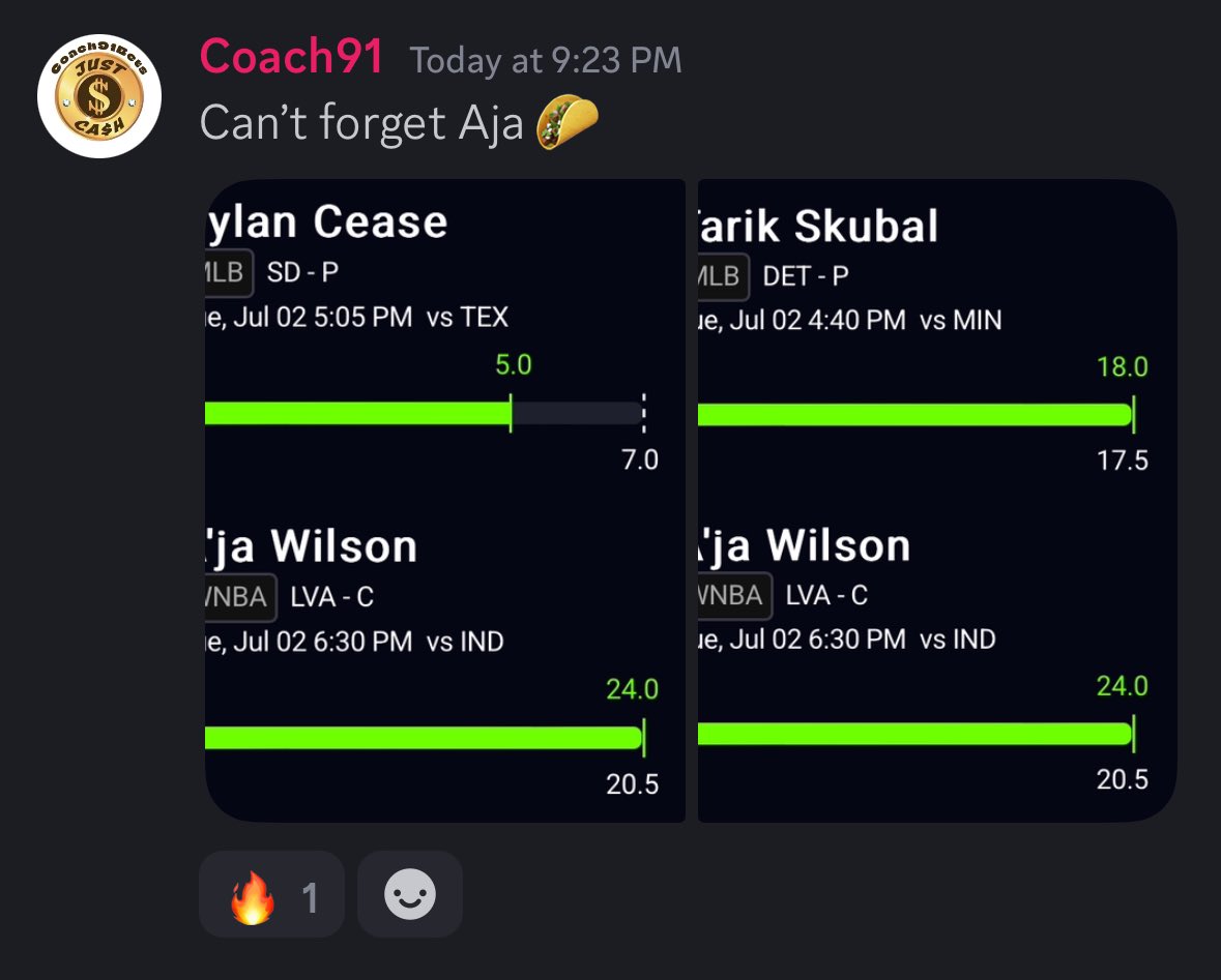 Coach91Bets's tweet photo. WNBA, MLB, Soccer, OBBALL, killed all 🌮’s!! What a fuckin day!!
@EJustcash with another murder on WNBA!
@EJustcash & @UnderRated_Bets killing the streams!
Come hang with gang in discord, link in my bio!
#JustCa$h https://t.co/nADOyx2QCd
