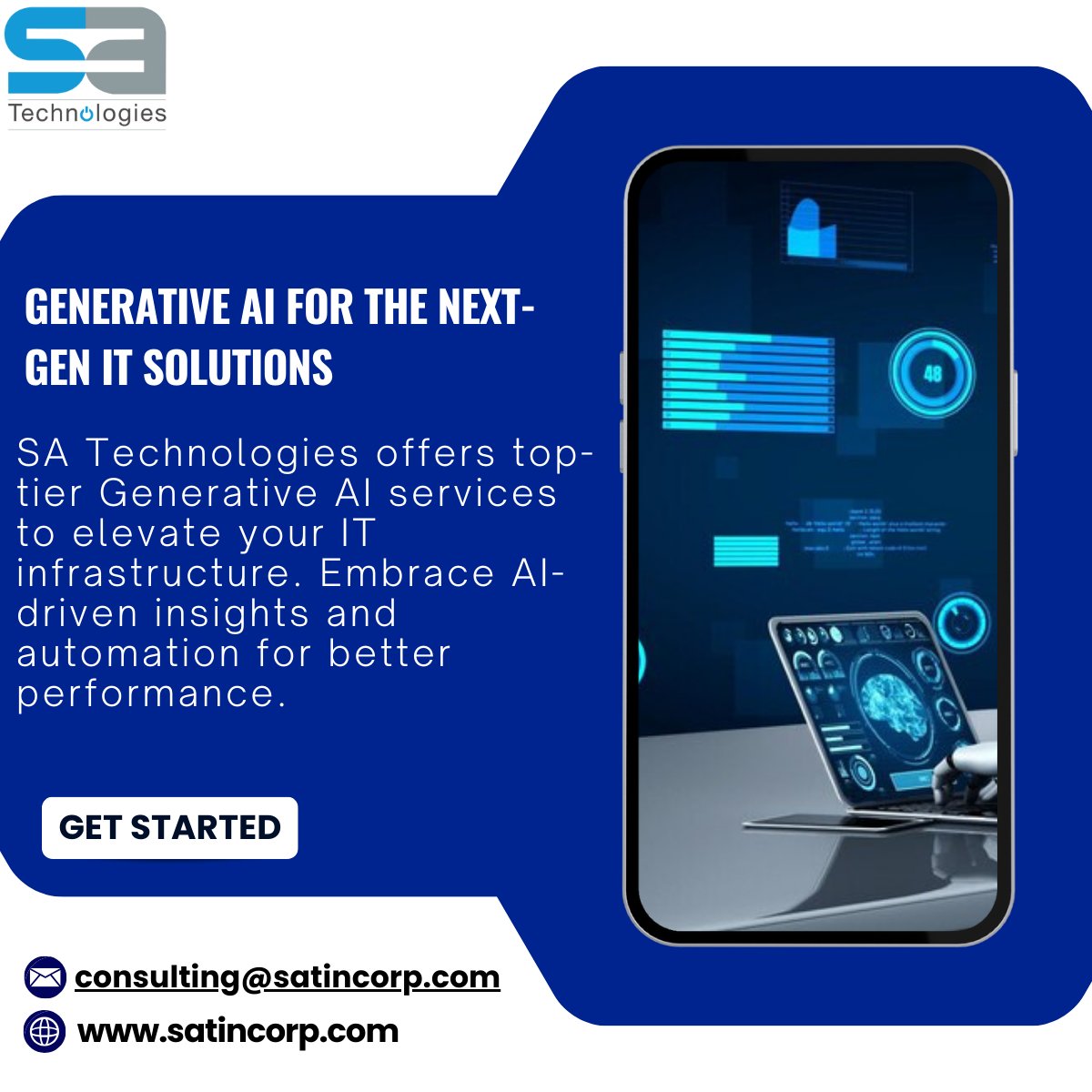 SatechGlobal's tweet photo. SA Technologies offers top-tier Generative AI services to elevate your IT infrastructure. Embrace AI-driven insights and automation for better performance.

Visit our website for more - https://t.co/yUGr8TJ4aE

 #GenerativeAI #ITSolutions #AI #SATechnologies https://t.co/6z6DmFUvC1