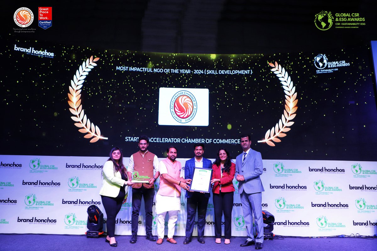 saccindia's tweet photo. We are thrilled to announce that SACC has won the Most Impactful NGO in #SkillDevelopment award at the Global #CSR &amp; ESG Awards 2024! This is a testament to our dedication to #empowering #entrepreneurs. Thank you to our team and partners!

#SACCINDIA #GlobalCSR #TeamWork #startup https://t.co/IbOEAhlMpm