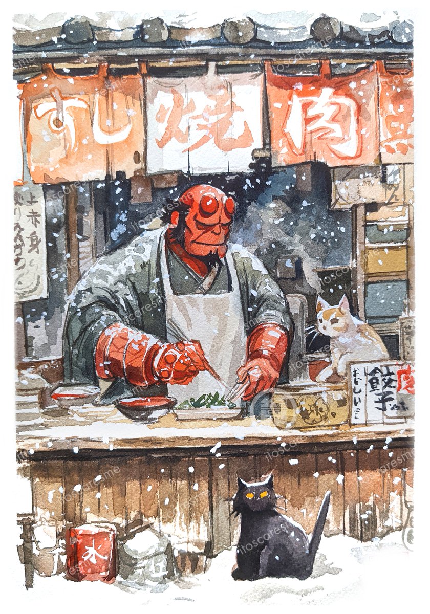 Itoscaresme's tweet photo. One of my latest #hellboy prints for sale on https://t.co/4V17K3ax57 . Done in Watercolor 7x10in #watercolor #art #prints #artprint #japan #日本 #水彩画 https://t.co/Xo1a9MDT5h