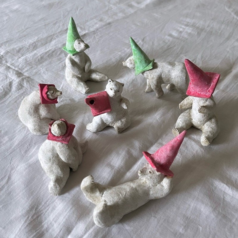 enaさん 陶土 ena 陶土オブジェ お雛様、金太郎、うさぎ、パンダ