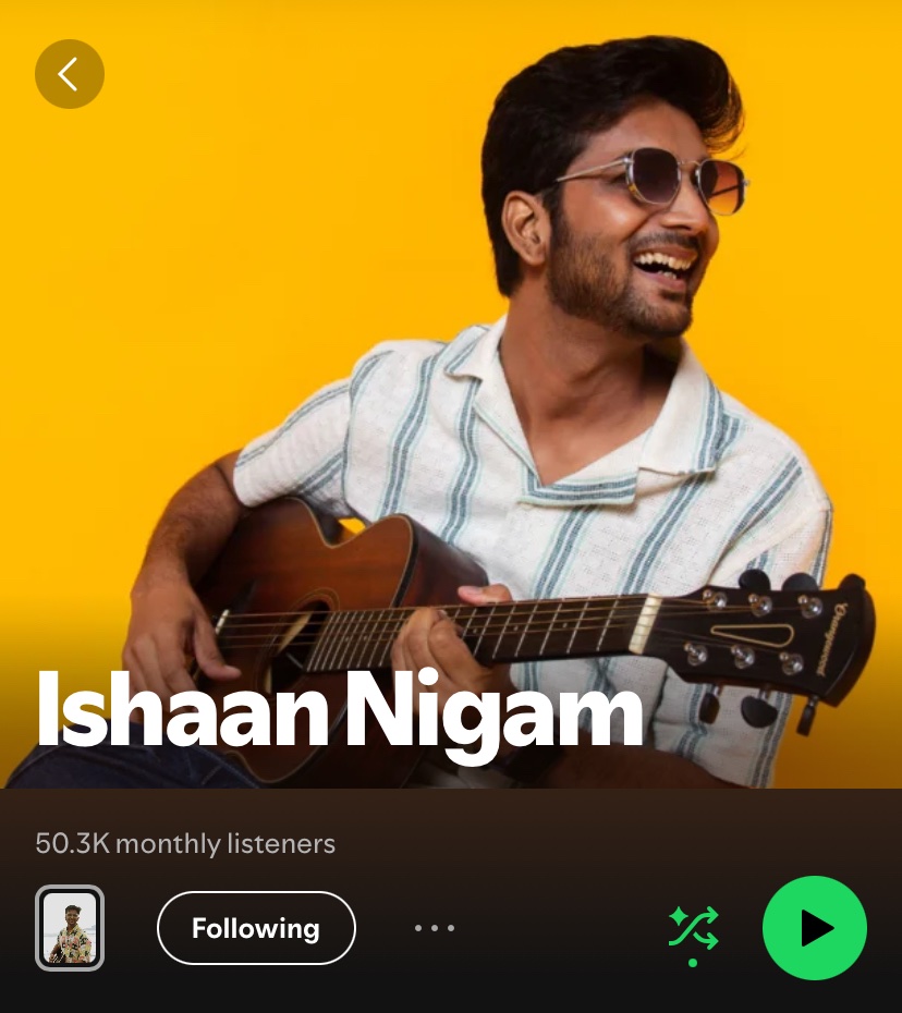 ishaannigamofcl's tweet photo. Crossed 50k+ monthly listeners on @spotifyindia 💚
Thank you to every listener🤗
Follow me on Spotify : https://t.co/NJSeW4gAtK
#ishaannigam
#singersongwriter
#MilestoneCelebration
#spotifymusic
#spotifyartist
#spotifyindia https://t.co/XOVZH4bj9b