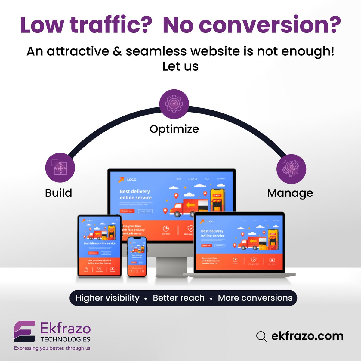 ekfrazo's tweet image. Build, optimize &amp;amp; manage high traffic every day. See your visitors becoming customers and watch the conversions happen. Make your website the favourite of the search engines.
Know More: ekfrazo.com
 #CustomWebApplication #ekfrazo #ekfrazotechnologies