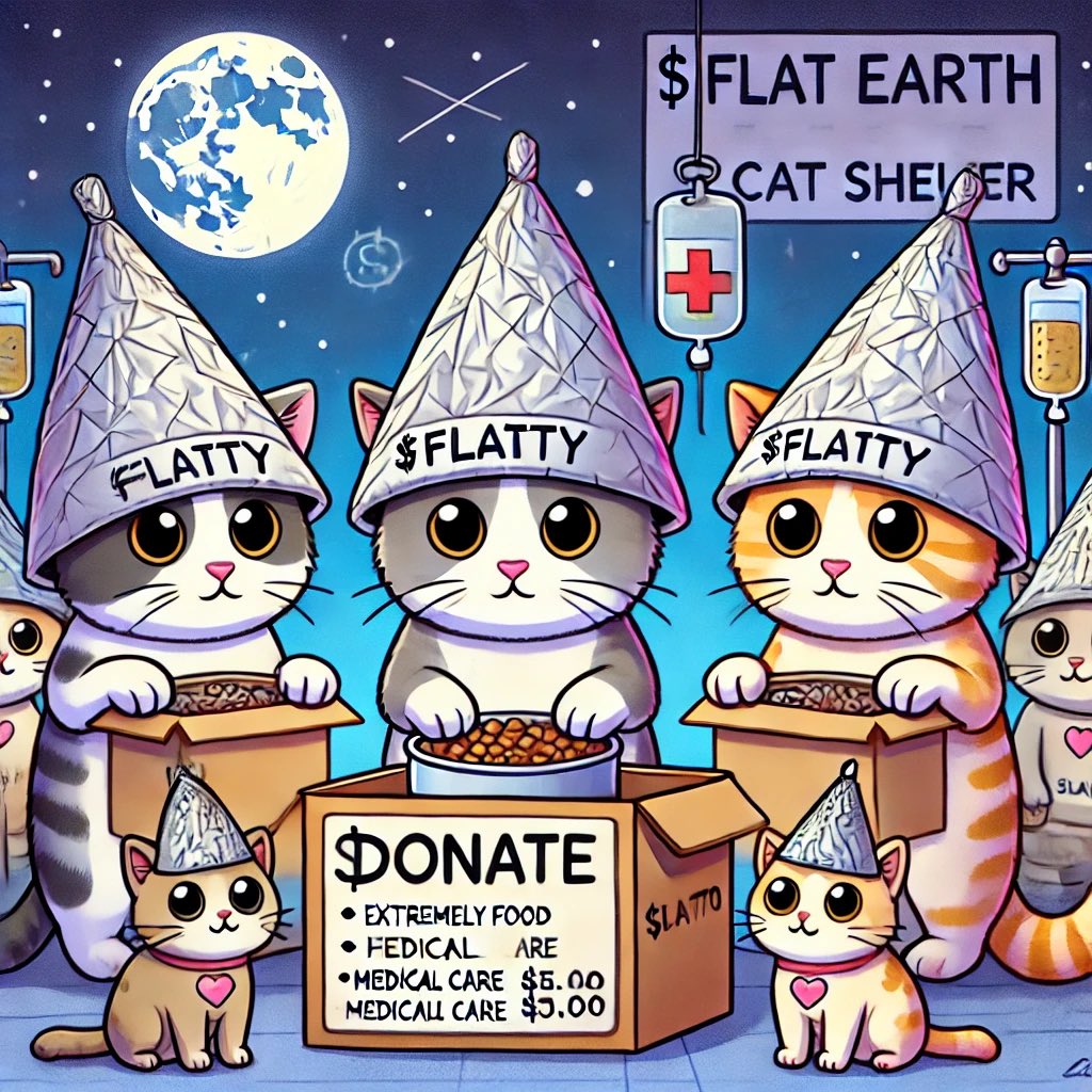 FlattyCoin's tweet photo. The primary use case for $FLATTY tokens is charitable donations. A portion of #FlattyCoin is allocated for donations to cat shelters, helping to provide food, medical care, and shelter for felines in need. https://t.co/FR37EAEnV4