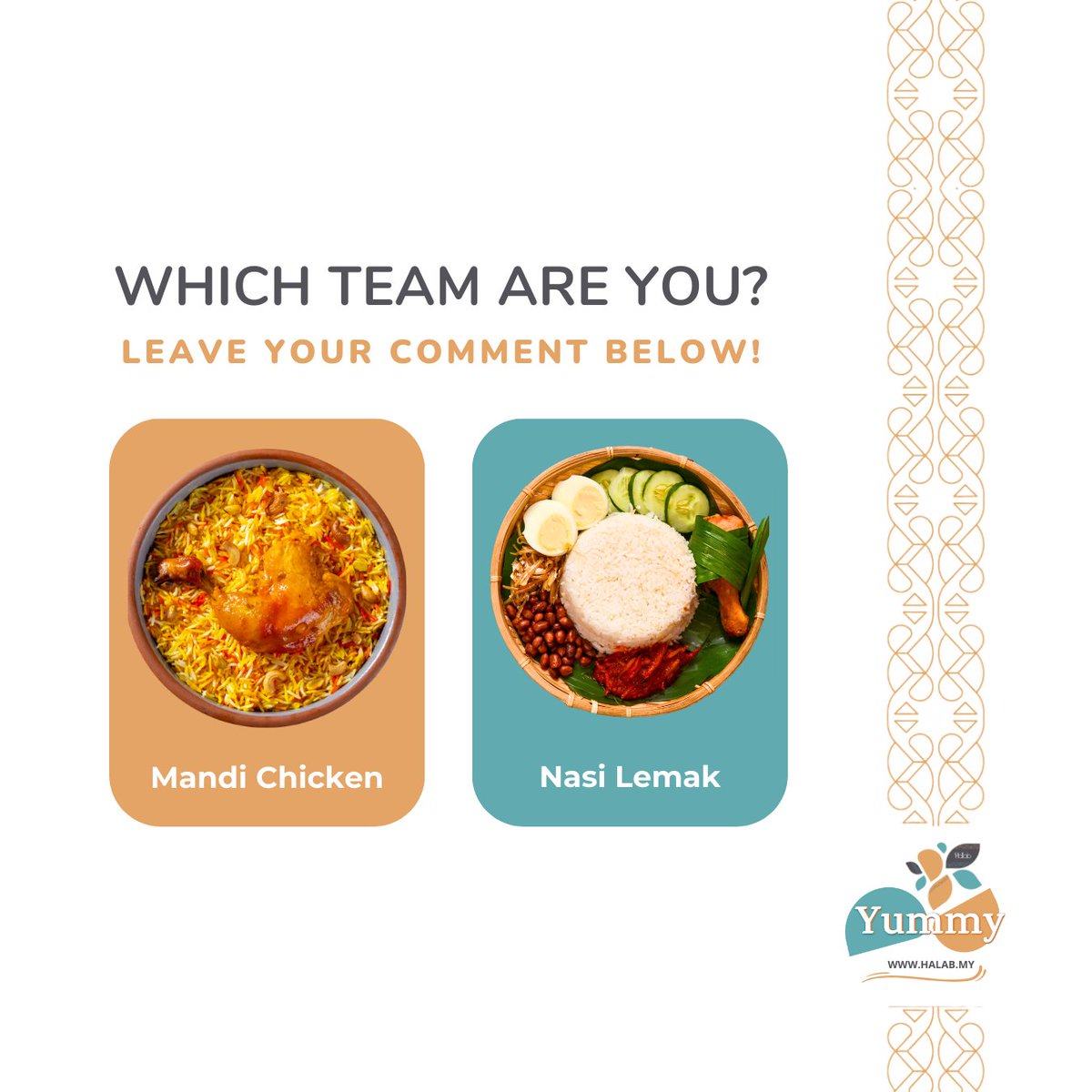 halabpenang's tweet photo. Which Team Are You? Nasi Lemak or Mandi Chicken 🤔 Leave your comment below! https://t.co/WDVlHj1ROH
