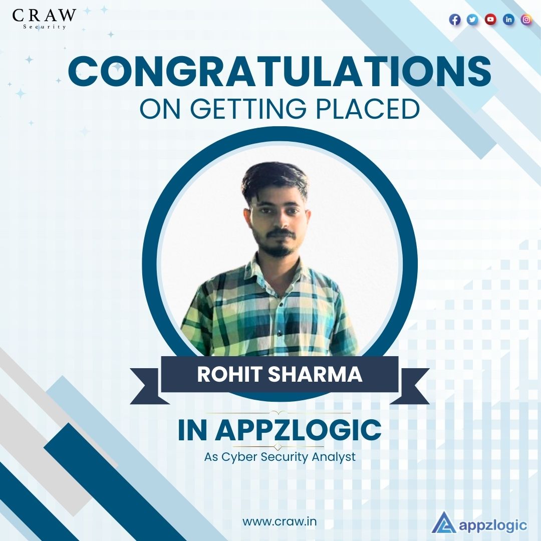 crawsec's tweet image. Brilliant! One more to go further in the Elites! We congratulate Mr. Rohit Sharma for conquering your place at #Appzlogic as a #CyberSecurity Analyst.
Spread your wings more in the wide sky to fly high towards your goals.