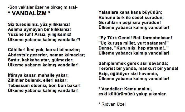 rdvnuzel's tweet photo. @EremSenturk -Son vak'alar üzerine birkaç mısra!-
* VANDALİZM *
* #Mossad #Suriyelileri #kayseri #fasist https://t.co/i0lfJYy8aT