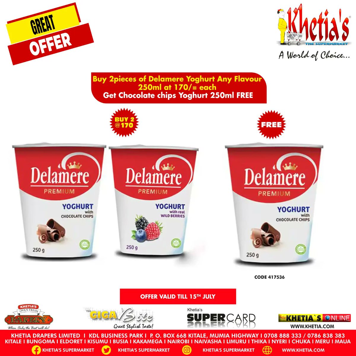 Buy 2 and get 1 free, 450g, or the 250g so much deliciousness from the good folks at Delamare 👌😋

#Khetiaskwabeinafuu
#KhetiasAworldofchoice