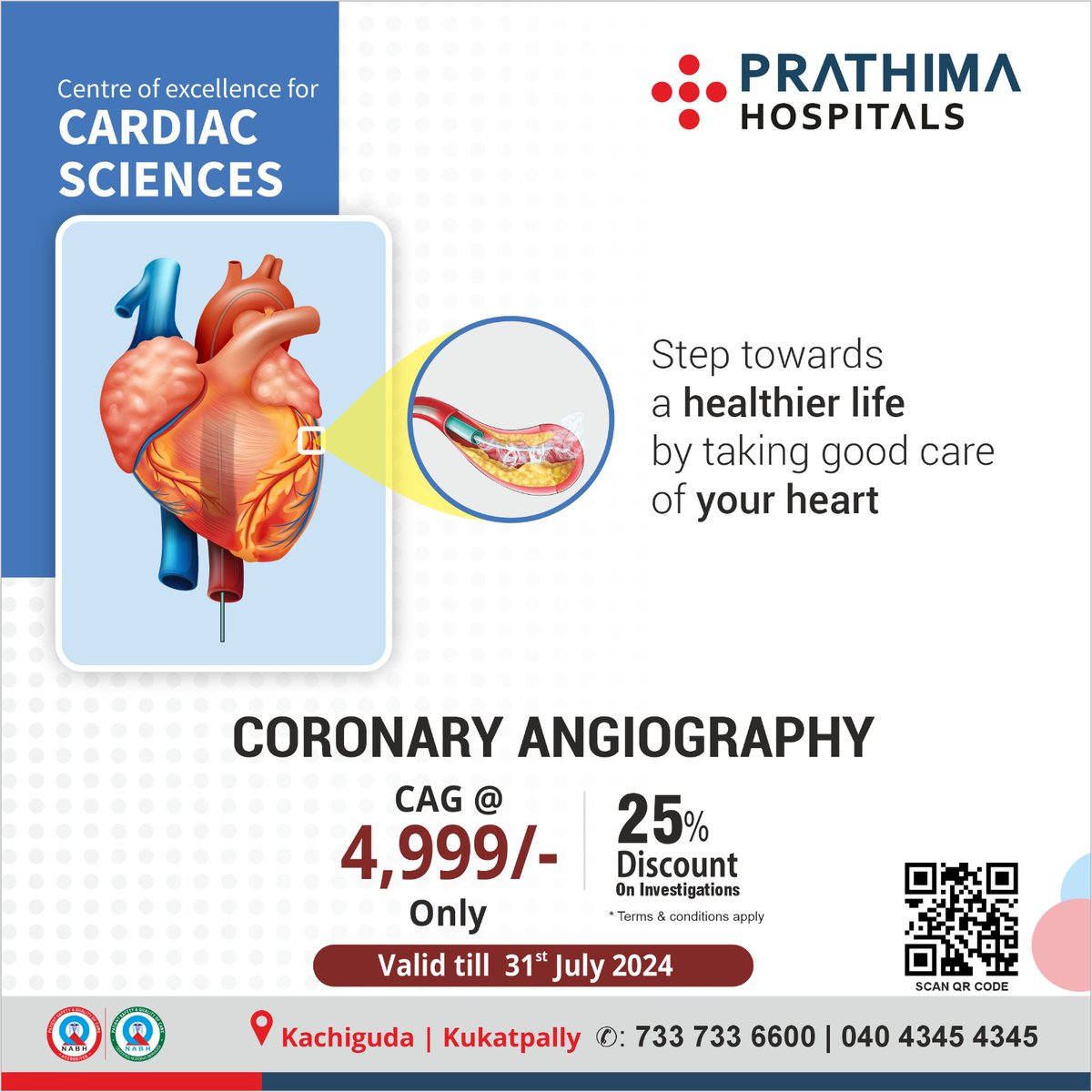 prathimahealth's tweet image. 𝐂𝐎𝐑𝐎𝐍𝐀𝐑𝐘 𝐀𝐍𝐆𝐈𝐎𝐆𝐑𝐀𝐏𝐇𝐘 (𝐂𝐀𝐆) @ 𝟒,𝟗𝟗𝟗/- Only

𝐕𝐚𝐥𝐢𝐝 𝐭𝐢𝐥𝐥: 𝟑𝟏𝐬𝐭 𝐉𝐮𝐥𝐲 𝟐𝟎𝟐𝟒

Also 25% Discount on Investigations

#Coronary #heartcheckup #Healthpackage #Coronaryangiography #CAG #CAGPackage #prathimahospitals #prathimahealthpackages
