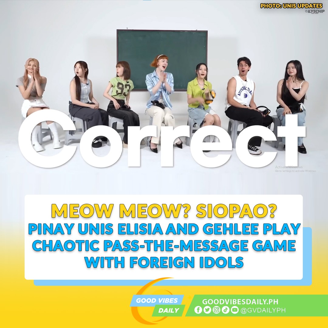 gvdailyph's tweet photo. Meow meow? Siopao? Pinay UNIS Elisia and Gehlee play chaotic pass-the-message game with foreign idols
#funny #UNIS #EverAfter #AwesomeWorld #viral #Kpop #Tagalog
BASAHIN: https://t.co/Cajre39lfv https://t.co/snd5MCEZGE