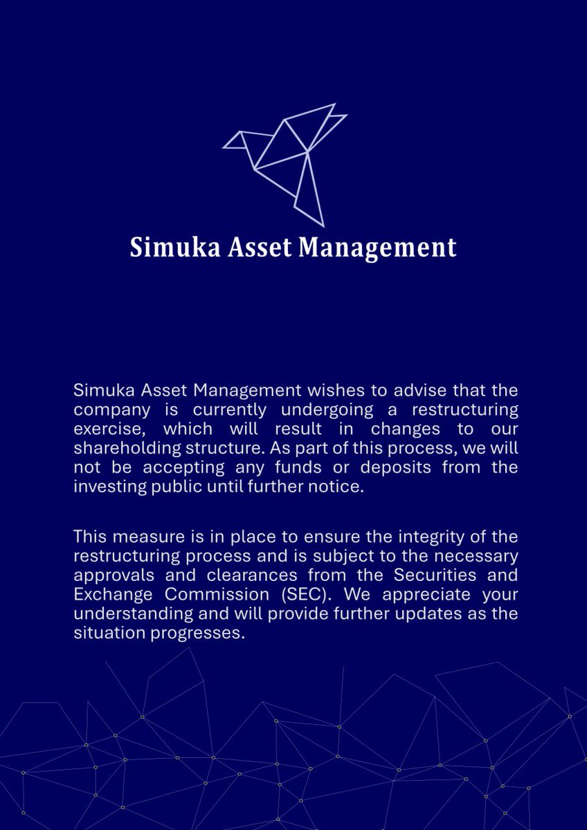 A notice to clients and the public on behalf of our client Simuka Asset Management. Cc <a href="/SECZIM/">SECZIM</a> <a href="/ZSE_ZW/">Zimbabwe Stock Exchange(ZSE)</a>
