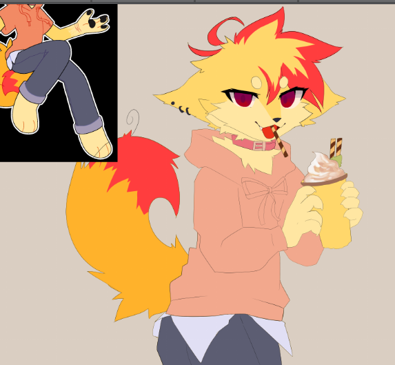 First attack I did for team seafoam, artfight 2024! Shiba enjoying a Frappuccino! <a href="/FlamezIsAwesome/">Flamez</a>  

I'm Calyx on Artfight >wo