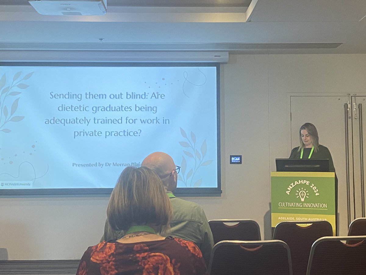 Julia McCartan (@juliamccartan) on Twitter photo 30% of dietetics graduates work in private practice. <a href="/MerranBlair/">Merran Blair</a> sharing her #PhD about preparedness for practice to work in this space. #HPE focus on counselling and business skills is key. <a href="/MonashNutrition/">Monash Nutrition</a> private practice demonstration clinic leading the way. #ANZAHPE2024 30% of dietetics graduates work in private practice. <a href="/MerranBlair/">Merran Blair</a> sharing her #PhD about preparedness for practice to work in this space. #HPE focus on counselling and business skills is key. <a href="/MonashNutrition/">Monash Nutrition</a> private practice demonstration clinic leading the way. #ANZAHPE2024