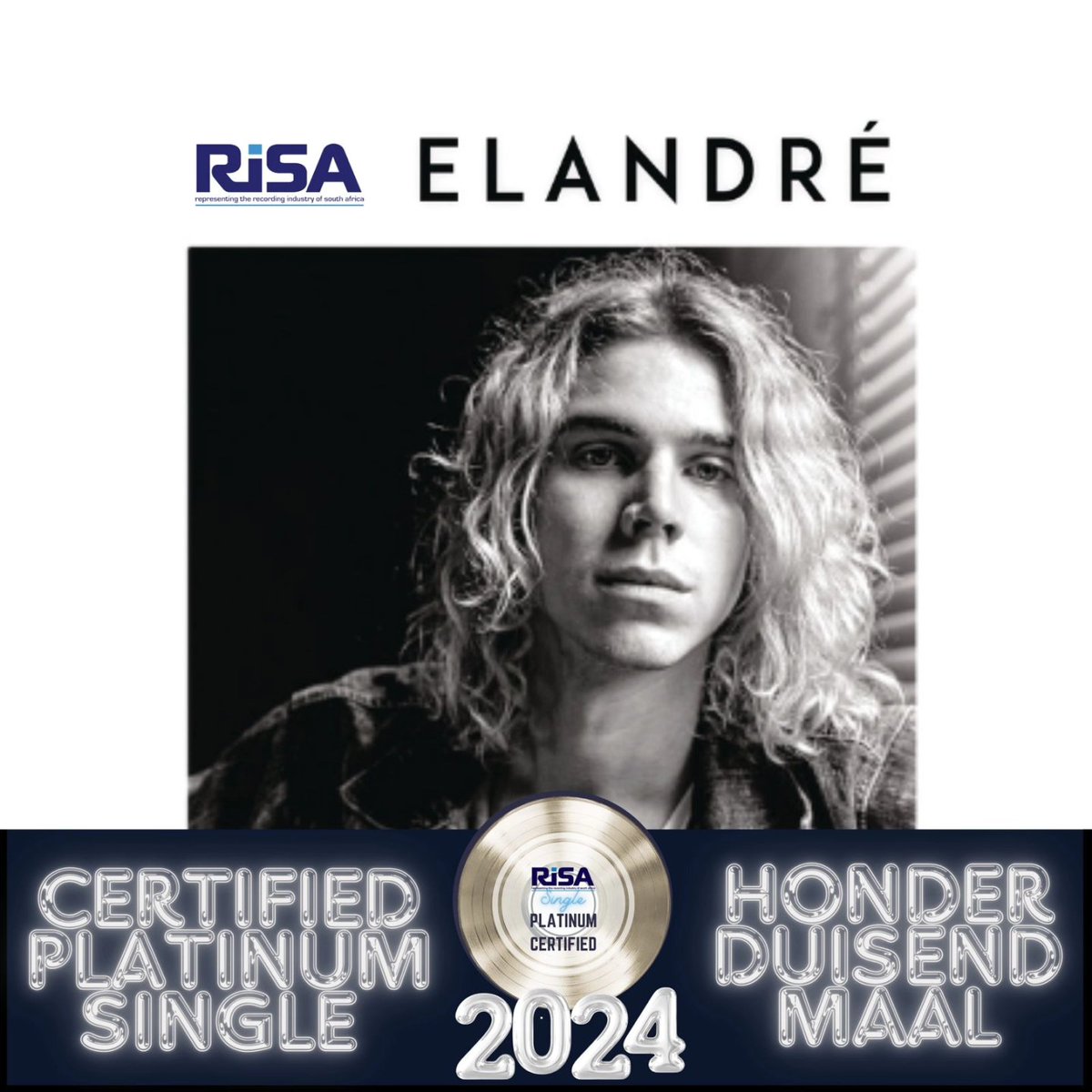 TheSAMAs's tweet photo. Congrats to Elandre on achieving gold and platinum certifications for albums and singles in 2024, presented by RiSA! 🏆🎶

 #SAMA30 #Elandre https://t.co/gLEhtsEES2