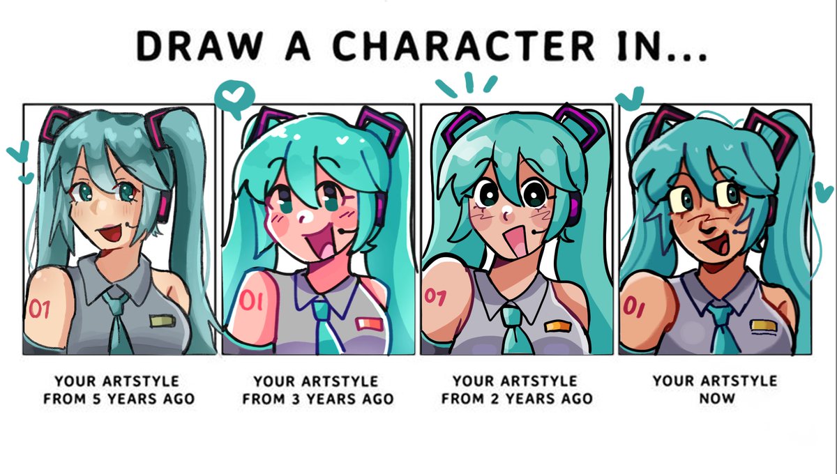 tried this artstyle challenge !! ft hatsune miku cause she is the most  drawable character ever, image size:1200x680
