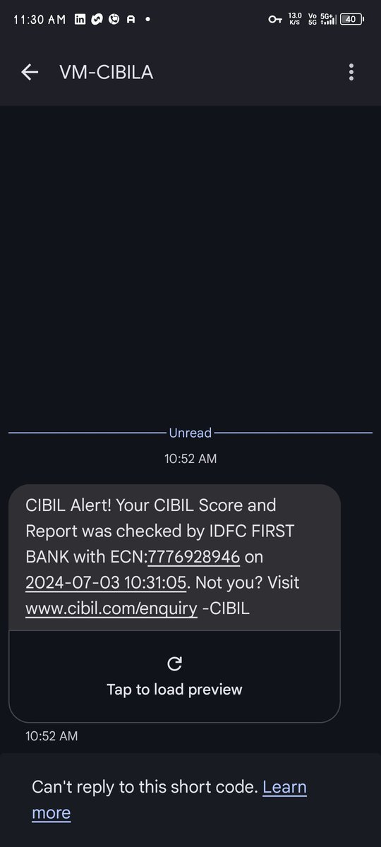IMXSwarup's tweet photo. @TransUnionCIBIL @RBI @IDFCFIRSTBank 
Idfc bank enquired my cibil report without consent and even I couldn't raise a dispute in CIBIL website as it ask me to refresh my cibil report and refreshing report is PAID, it's not free .
Take an immediate action upon this.
ECN:7776928946. https://t.co/a98HFZ2rC1
