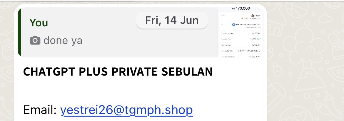 HELP RT 

halo temen BA yang fh CHATGPT, ada yang akun GPTnya ini gak? bulan lalu aku sempet order beberapa kali lewat ex partner fhku tapi sekarang dah menghilang, aku gatau reach out kamu gimana, tapi semoga owner GPT ini muncul, ada bbrp akun yang mau ppj dan otp. 

#zonauang