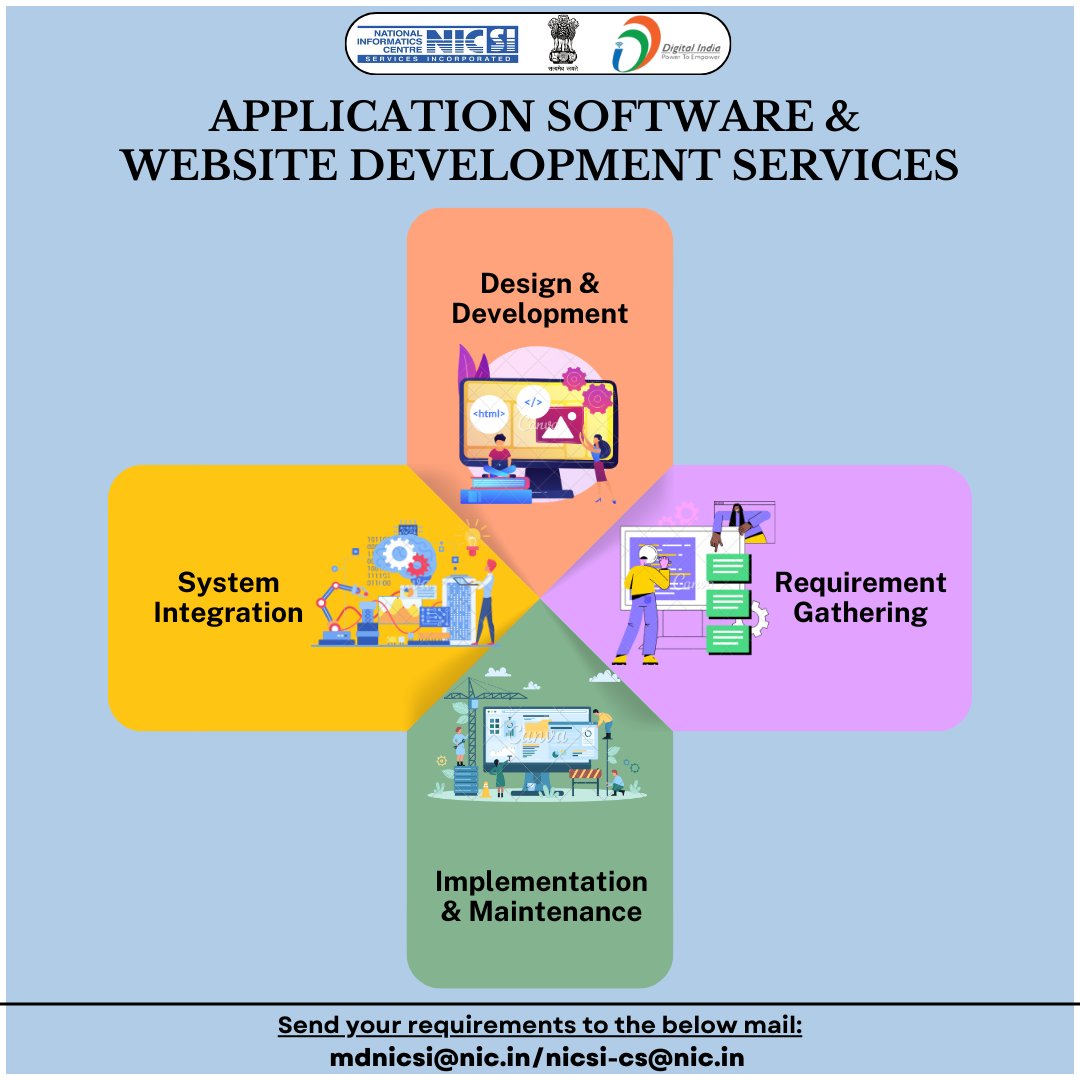 MeitY_NICSI's tweet photo. NICSI offers Application Software & Website Development Services.
@NICMeity @GoI_MeitY @_DigitalIndia
#NICSI #Applicationsoftware #WebsiteDevelopment #Services #offers https://t.co/u5a0YK222a