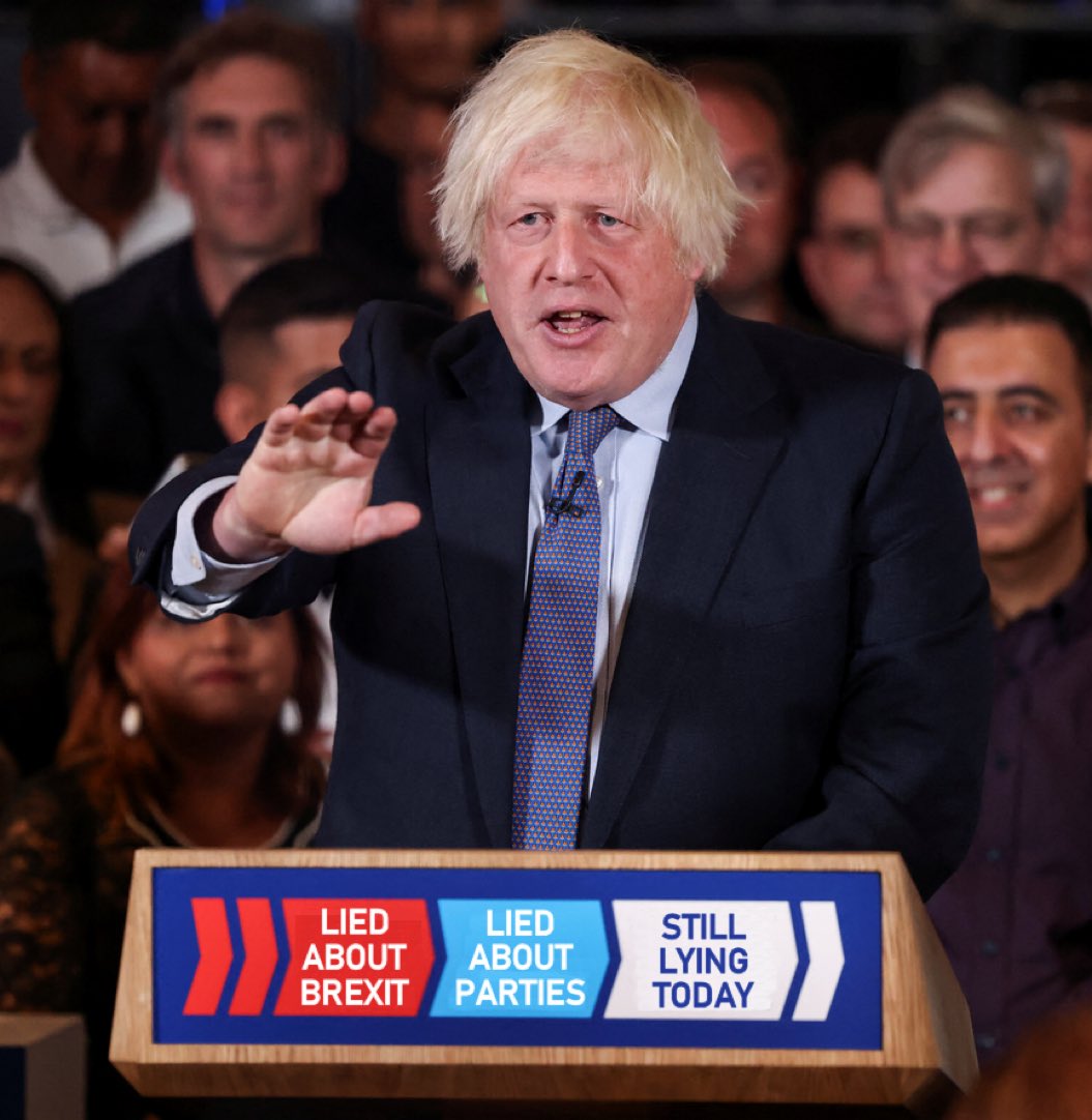Boris Johnson and The Tories 

Someone fixed their photo 

⏩️ Lied About Brexit 
⏩️ Lied About Parties
⏩️ Still Lying Today