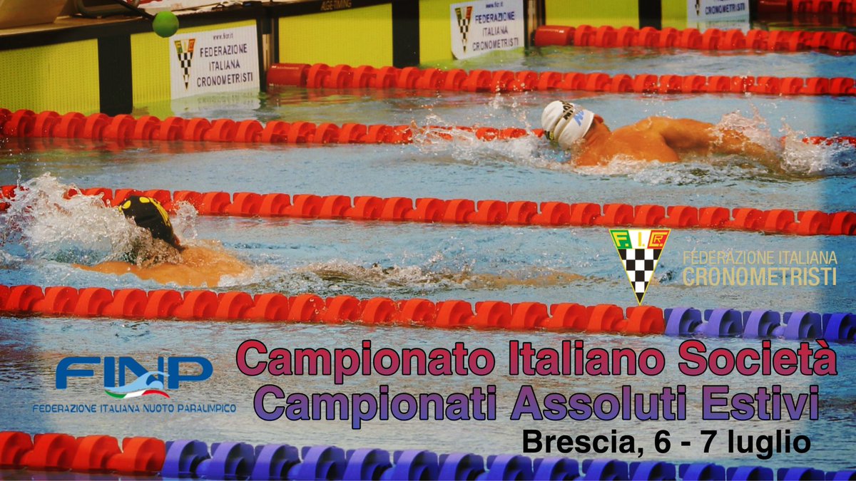 federcronos's tweet photo. Doppio appuntamento questo weekend a Brescia per gli oltre 300 atleti paralimpici, pronti a sfidarsi per il Campionato Italiano di Società ed i 46esimi Campionati Italiani Assoluti Estivi di Nuoto.

@FINPARALIMPICO 
#FICr #FINP #nuotoparalimpico #timing #cronometristi https://t.co/wsuKExusEj