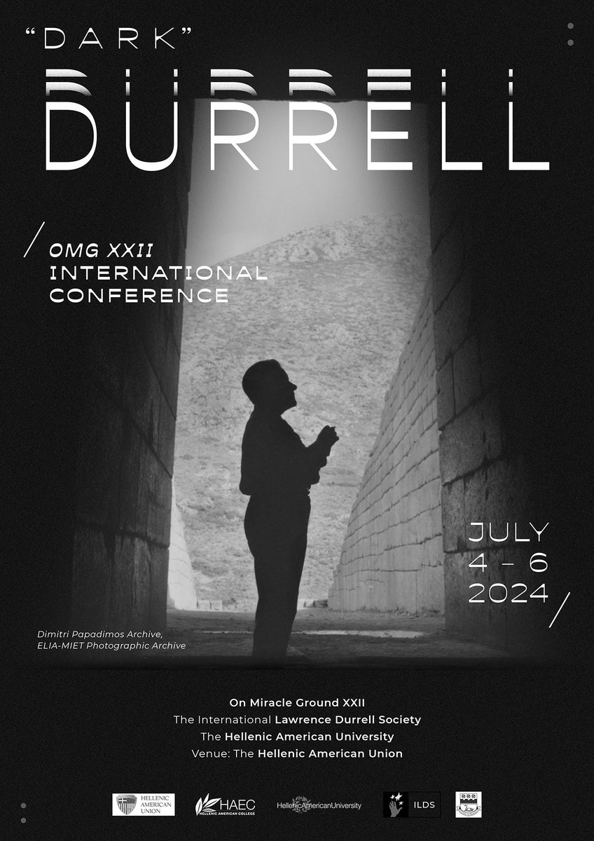 DarkDurrell's tweet photo. The "Dark" Durrell International Lawrence Durrell Society and Hellenic American University OMGXII International Conference opens tomorrow at the Hellenic American Union. Extending a very warm welcome to all speakers and attendees! 
Καλώς ήρθατε στην Αθήνα!
#DarkDurrell #Athens https://t.co/uH4OEchKEj