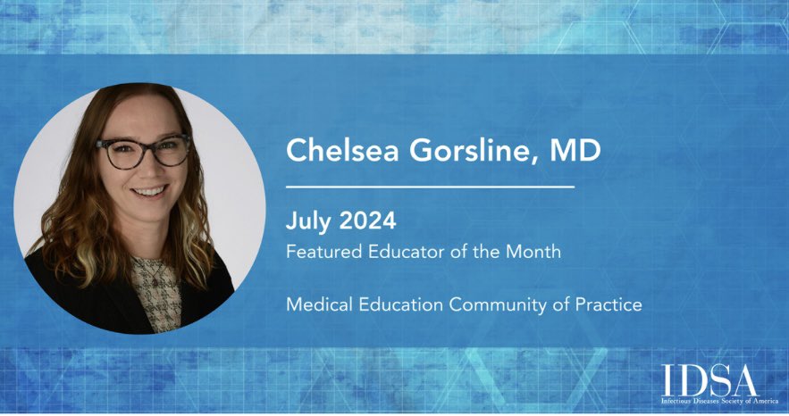Darcy Wooten she/her (@darcy_id_doc) on Twitter photo Congrats to <a href="/GorslineChelsea/">Chelsea Gorsline MD</a> on being selected as this month’s #featurededucator <a href="/IDSAMedEdCOP/">IDSA Medical Education Community of Practice</a>. SO SO SO well-deserved idsame.notion.site/Chelsea-Gorsli… Congrats to <a href="/GorslineChelsea/">Chelsea Gorsline MD</a> on being selected as this month’s #featurededucator <a href="/IDSAMedEdCOP/">IDSA Medical Education Community of Practice</a>. SO SO SO well-deserved idsame.notion.site/Chelsea-Gorsli…