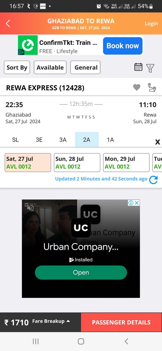 indhrsolution's tweet photo. @RailMinIndia there is a technical issue in irctc website. It's showing same seat availability for all days. Plz check screenshot and confirm https://t.co/cF5KMIscnH