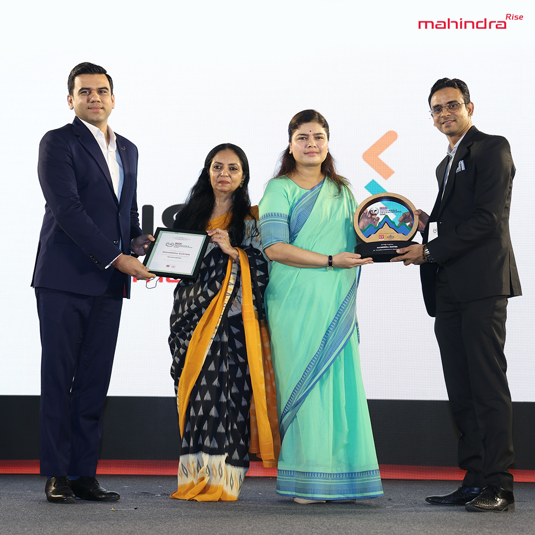 MahindraRise's tweet photo. We emerged as leaders in sustainability, winning the "Most Sustainable Organization Award 2024" from Times Now at the Global Sustainability Alliance Summit. Evaluated against over 300 companies by Ipsos Strategy 3 on transparency, impact, leadership, results, and engagement.