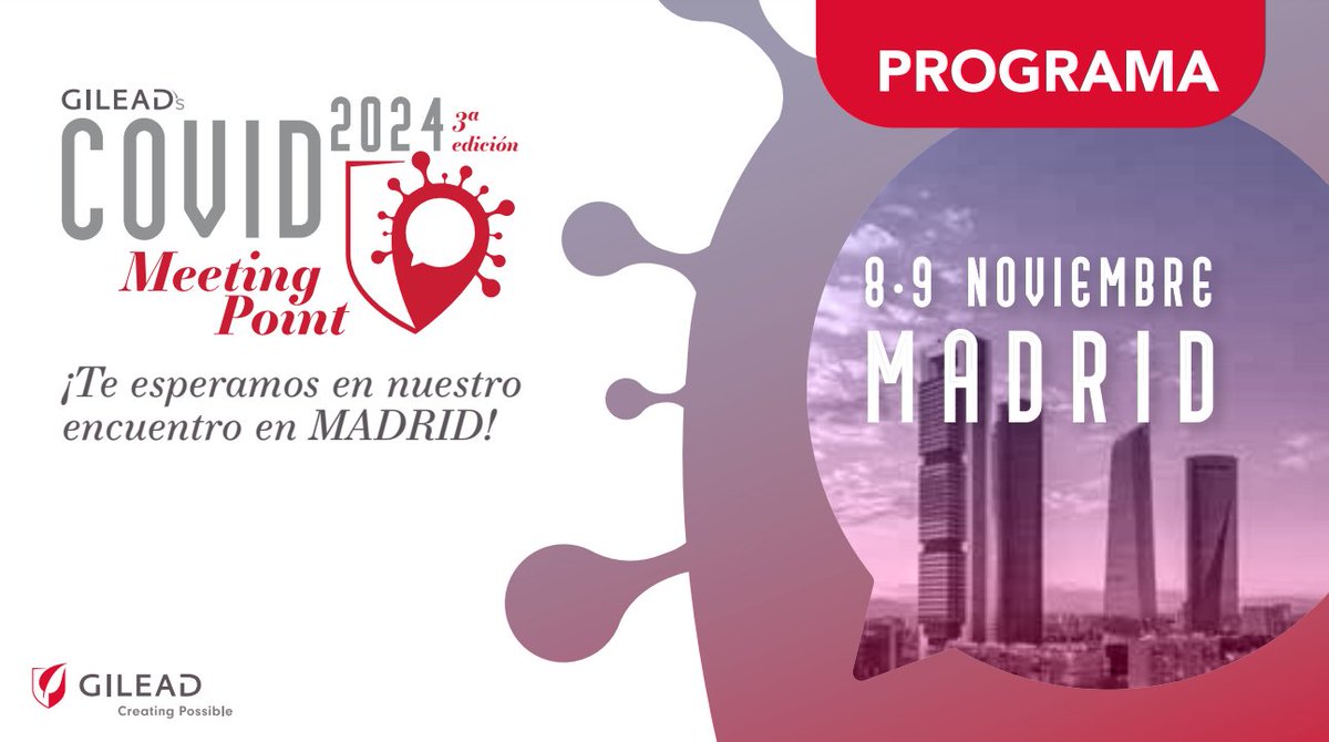 Sociedad Española de Hospitalización a Domicilio (@sociedad_sehad) on Twitter photo 🦠¡𝐂𝐎𝐕𝐈𝐃 𝐌𝐄𝐄𝐓𝐈𝐍𝐆 𝐏𝐎𝐈𝐍𝐓 de <a href="/GileadSciences/">Gilead Sciences</a> avalado por la SEHAD!
📆 Días 8 y 9 de noviembre 2024
📍En Madrid
¡Te esperamos! 
ℹ️Consulta más información y el programa a través de este enlace 👉 sehad.org/images/site/Pr… 🦠¡𝐂𝐎𝐕𝐈𝐃 𝐌𝐄𝐄𝐓𝐈𝐍𝐆 𝐏𝐎𝐈𝐍𝐓 de <a href="/GileadSciences/">Gilead Sciences</a> avalado por la SEHAD!
📆 Días 8 y 9 de noviembre 2024
📍En Madrid
¡Te esperamos! 
ℹ️Consulta más información y el programa a través de este enlace 👉 sehad.org/images/site/Pr…
