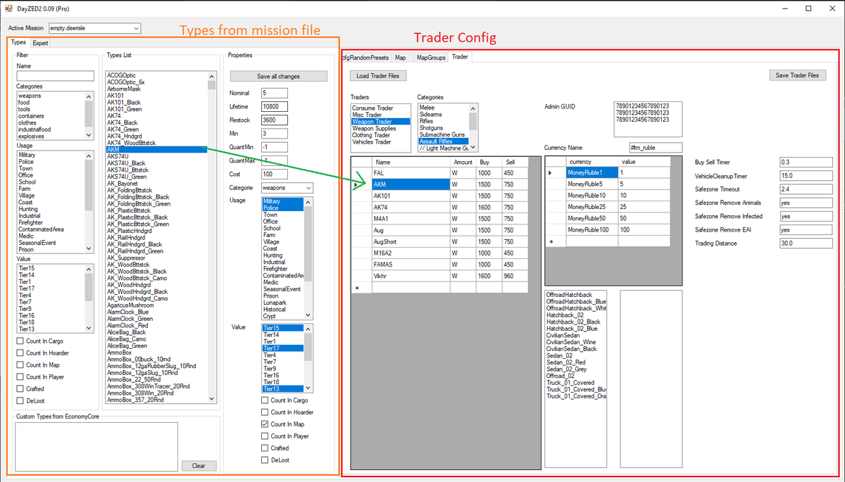 JohnMcLane666's tweet photo. Preview: Setup your #dayz #trader with #dayzed V0.09 by just drag n drop your items with your mouse into your trader container and set a price...save...done. Trader management the easy way :-) #alteria #deerisle #jmc https://t.co/trCYjZZX6X
