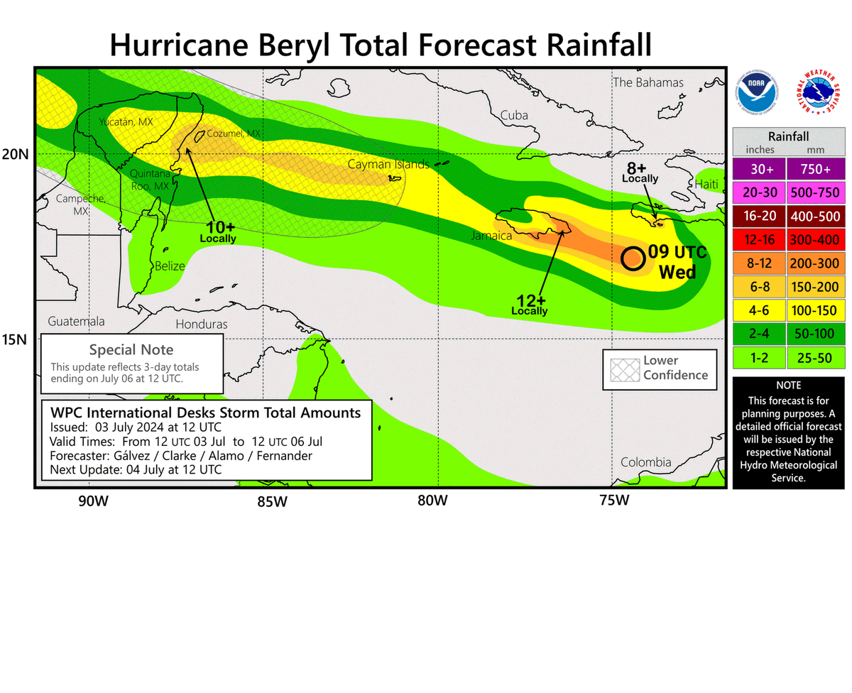 268Weather's tweet photo. At 8 am, #Beryl, weaken a bit but still a Category 4 hurricane within touching distance of #Jamaica. Wind will not be the only hazard but also #StormSurge of 6-9ft, #InlandFlooding from near 12 in of rainfall, #HighSeas and #Surfs and possible #Tornados. https://t.co/Oxswuoo2Gh? https://t.co/LGr64nLgIV