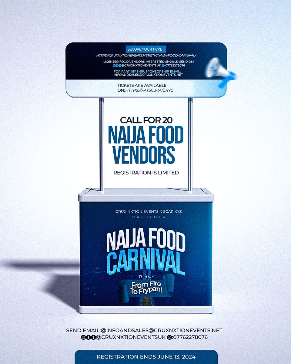 cruxnxtionevent's tweet photo. NAIJA FOOD is one of thing that connects us regardless our TRIBE. Dont miss Naija food Carnival this summer, it’s an evening of music, food, dance and more. It’s organised by one of us.  Please buy ticket here 
https://t.co/2CSrdiMiCr https://t.co/xvfdcbA7EN