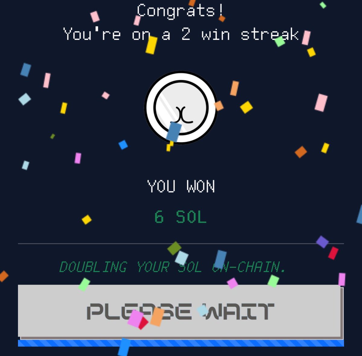 HandlerNineS's tweet image. @jasonderulo the best place to double your sol is @degencoinflip