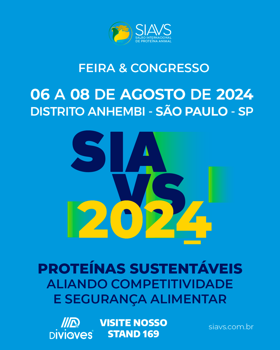 Estaremos na SIAVS (Salão Internacional de Proteína Animal) de 06 a 08 de agosto de 2024, no Distrito Anhembi em São Paulo – SP. Você está convidado a visitar nosso stand, número 169, <a href="/siavsbr/">Siavs</a>