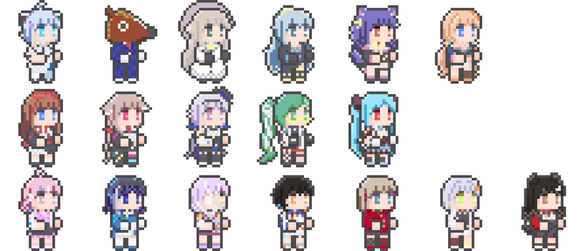 「どっとライブとぶいぱいメンバーそろったよ!やったね!#どっとライブドット絵部#ぶ」|かる〜🌹🍋のイラスト