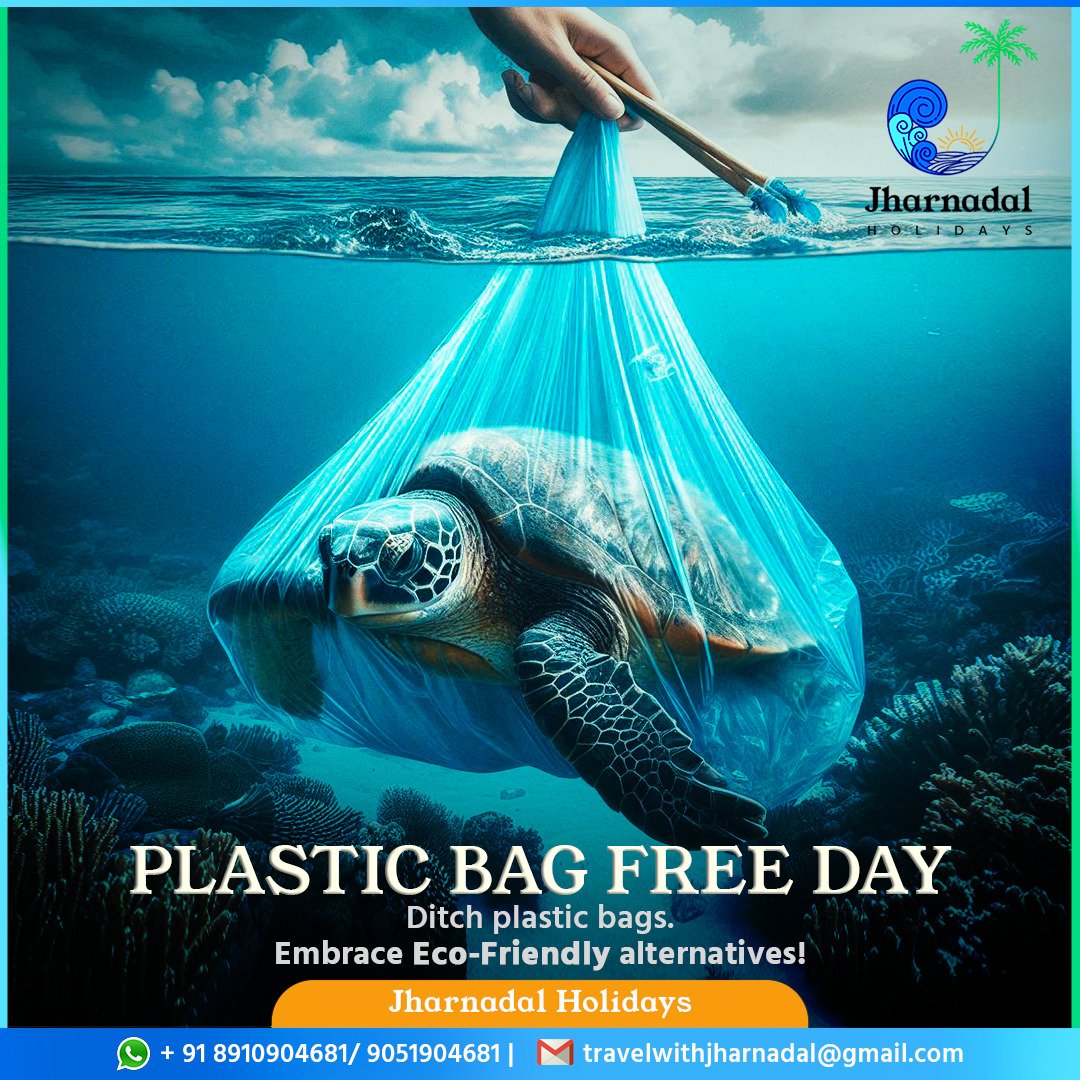 Jharnadal's tweet photo. Break Free from Plastic! Let's ditch single-use bags and protect our planet. 

#plasticbagfreeday #PlasticBagFreeDay  #travelwithjharnadal  #jharnadal #jharnadalholidays  #travel https://t.co/elyjegVW59